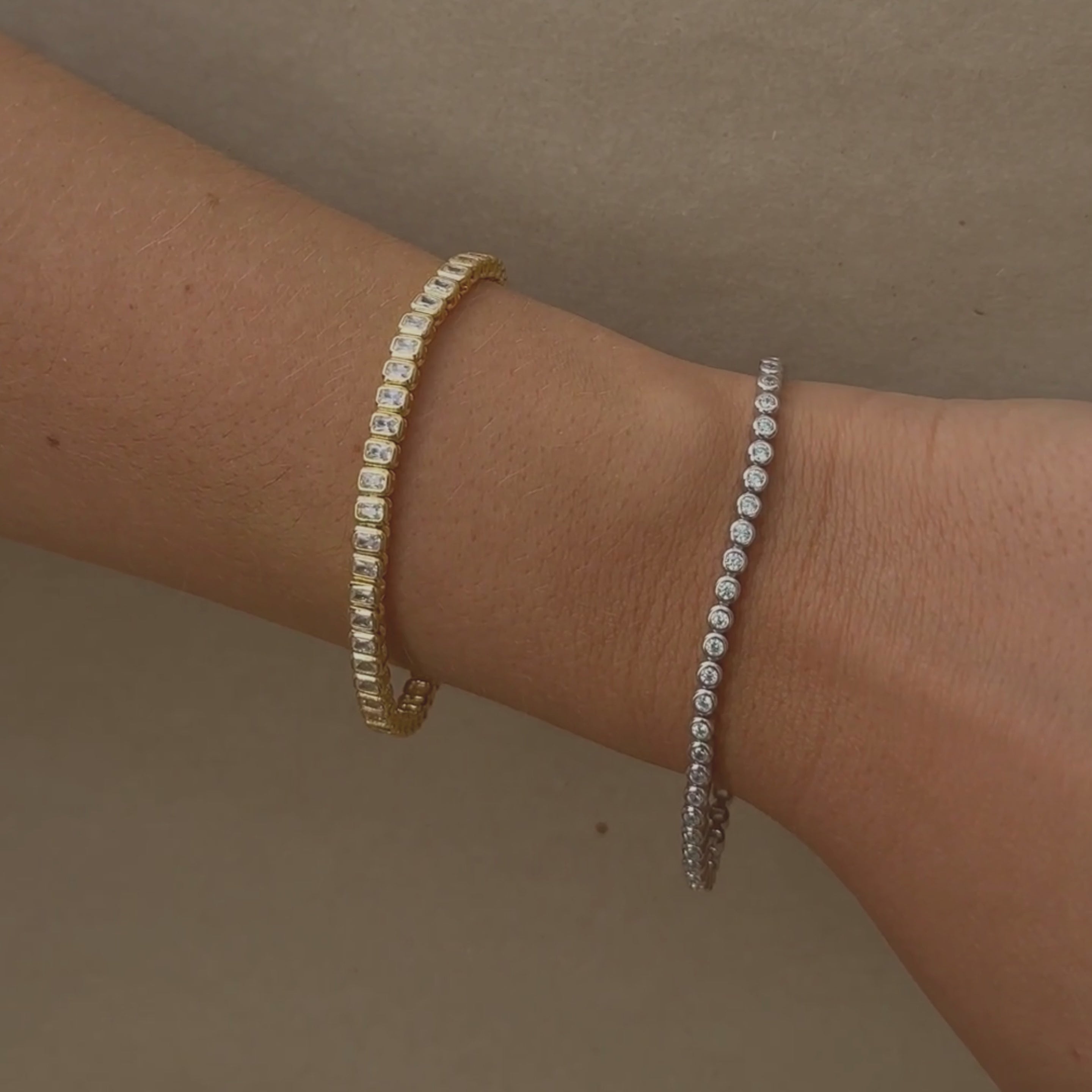 Baguette tennis bracelet up close
