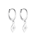 Diamond Hoops - Sterling Silver