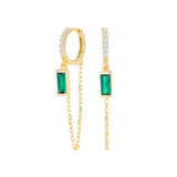 Green Sicily Chain Hoops - 14K Gold Plated Sterling Silver