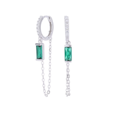 Green Sicily Hoops - Sterling Silver