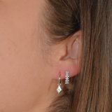 Diamond Hoops - Sterling Silver