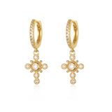Cross Hoops - 14K Gold Plating