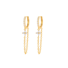 Close-up view of Petal Drop Earrings with 14K Gold Plating
