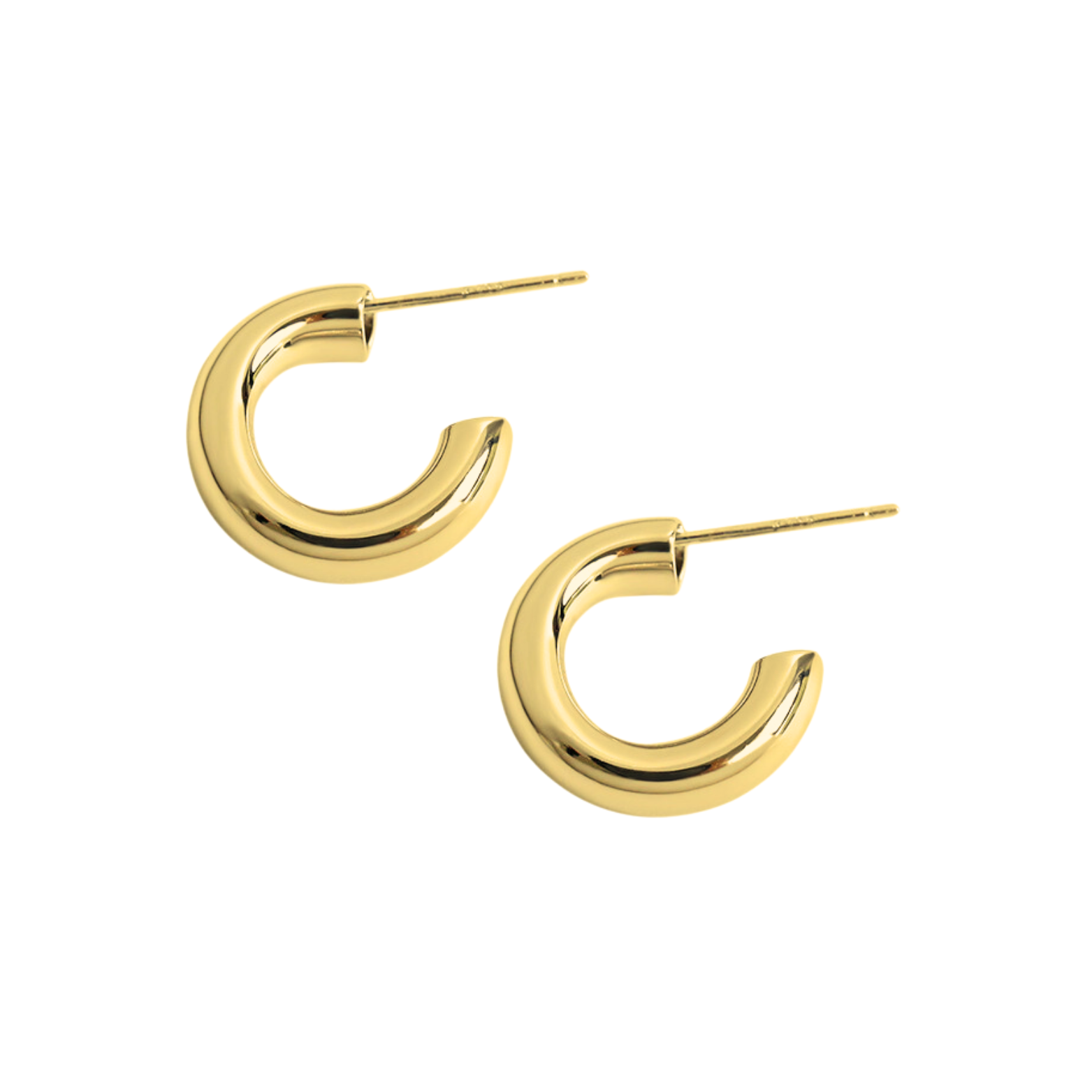 14K Gold Plated 'Samantha Hoops' earrings on display