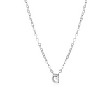 Sterling silver petite initial necklace with the letter G pendant